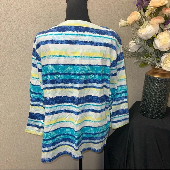 Rebecca Malone Blue Aqua Tie Dye Boho Tunic Top XL 100% Cotton - Picture 3 of 7